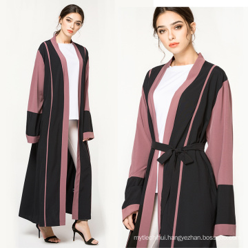 Newest islamic clothing soft quality polyester women dress dubai open abaya wholesale